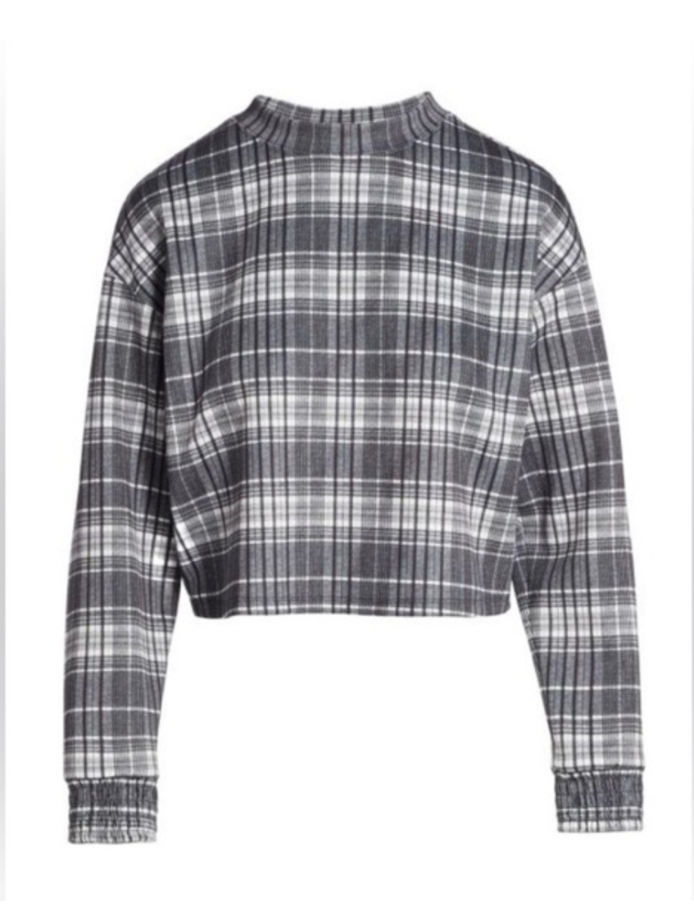Alice + Olivia Leslie Plaid Crop Sweatshirt, Size M